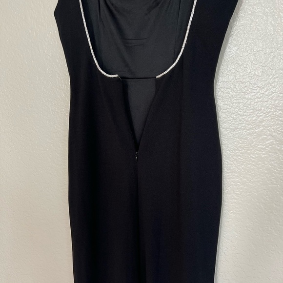 NWT Timeless Poise Black Rhinestone Square Neck Backless Maxi Dress - Picture 8 of 10